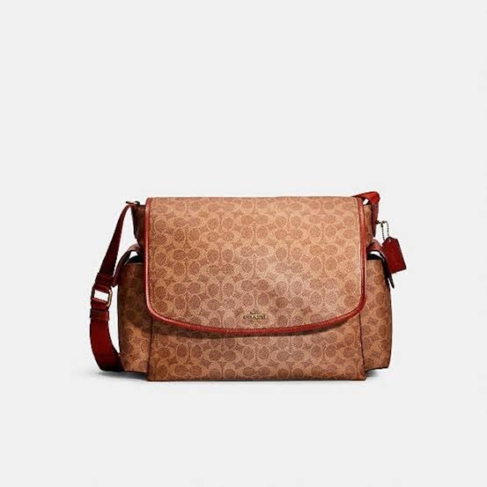 Authentic Coach Baby Messenger Bag in Signature Canvas Rust